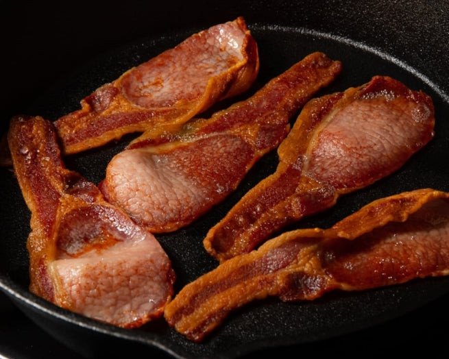 Corveen Glen nitrate-free dry-cured bacon packaging with nutritional information.